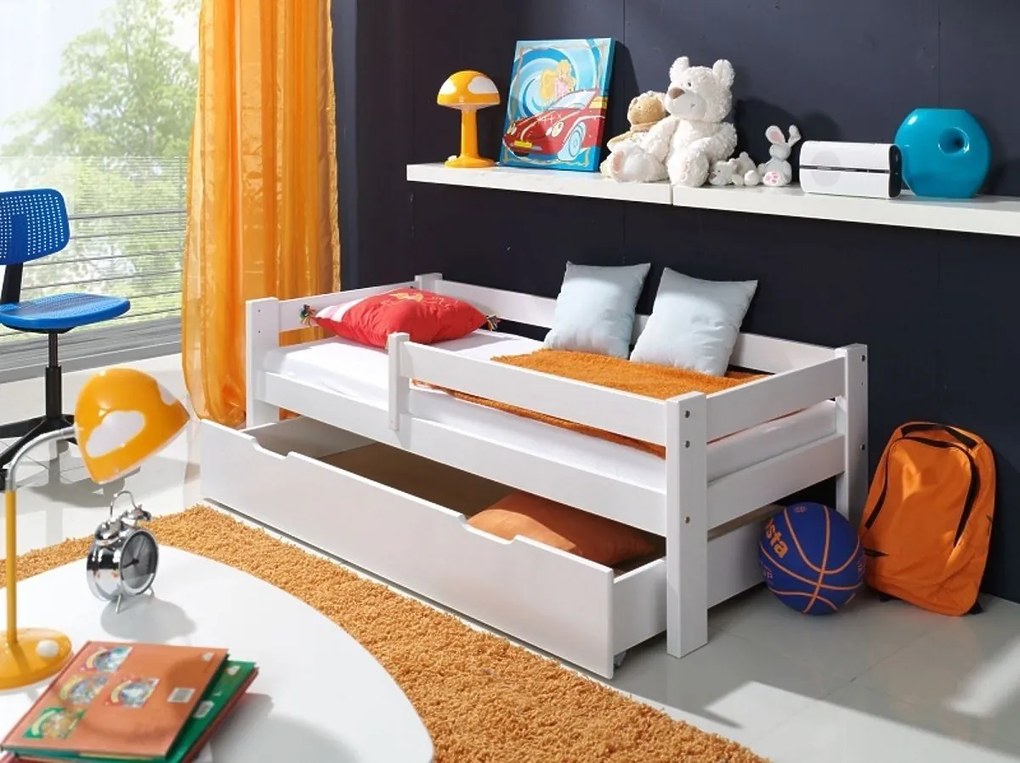 Letto per bambini Paul con barriera - bianco - letto senza spazio di archiviazione 140x70 cm