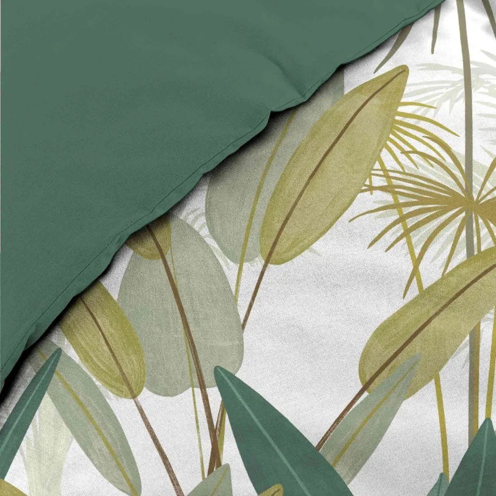 Set copripiumino e federa bianco/verde in cotone per letto matrimoniale ed esteso 240x220 cm Otika – douceur d'intérieur