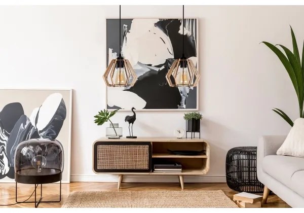 Lampadario su filo BERGO 2xE27/60W/230V nero