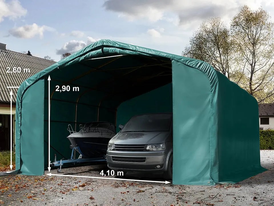 TOOLPORT 6x6m tenda garage 2,6m, PRIMEtex 2300, verde scuro, con statica (sottofondo in terra) - (99435)