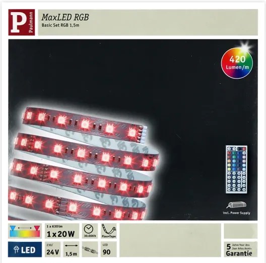 Paulmann 70587 - Striscia LED RGB dimmerabile 20W MAXLED 1,5m 230V + telecomando