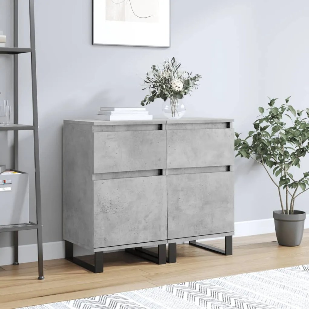 Credenze 2 Pz Grigio Cemento 40x35x70 Cm İn Legno Multistrato /