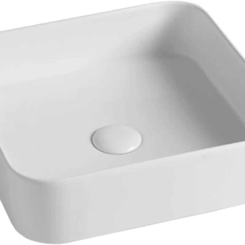 Lavabo da appoggio Smash quadrato in ceramica L 40 x H 14 x P 20 cm bianco lucido