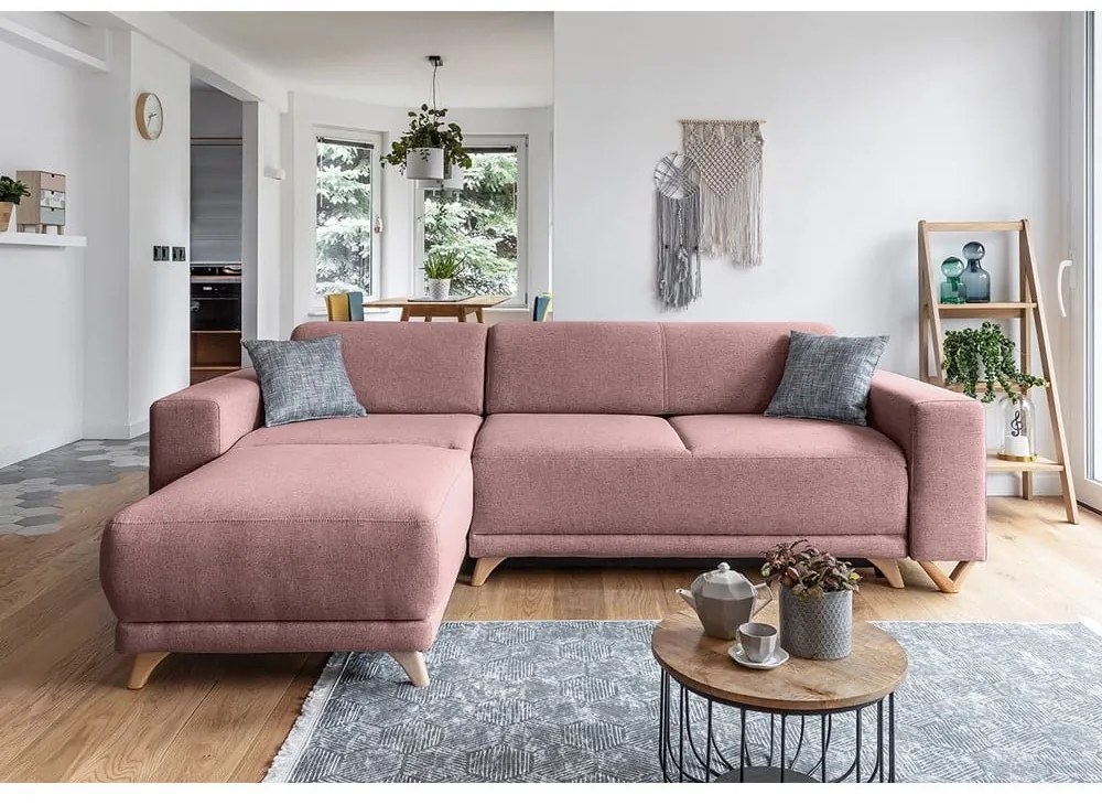 Divano angolare rosa allungabile e con contenitore Classy Sophie – Miuform