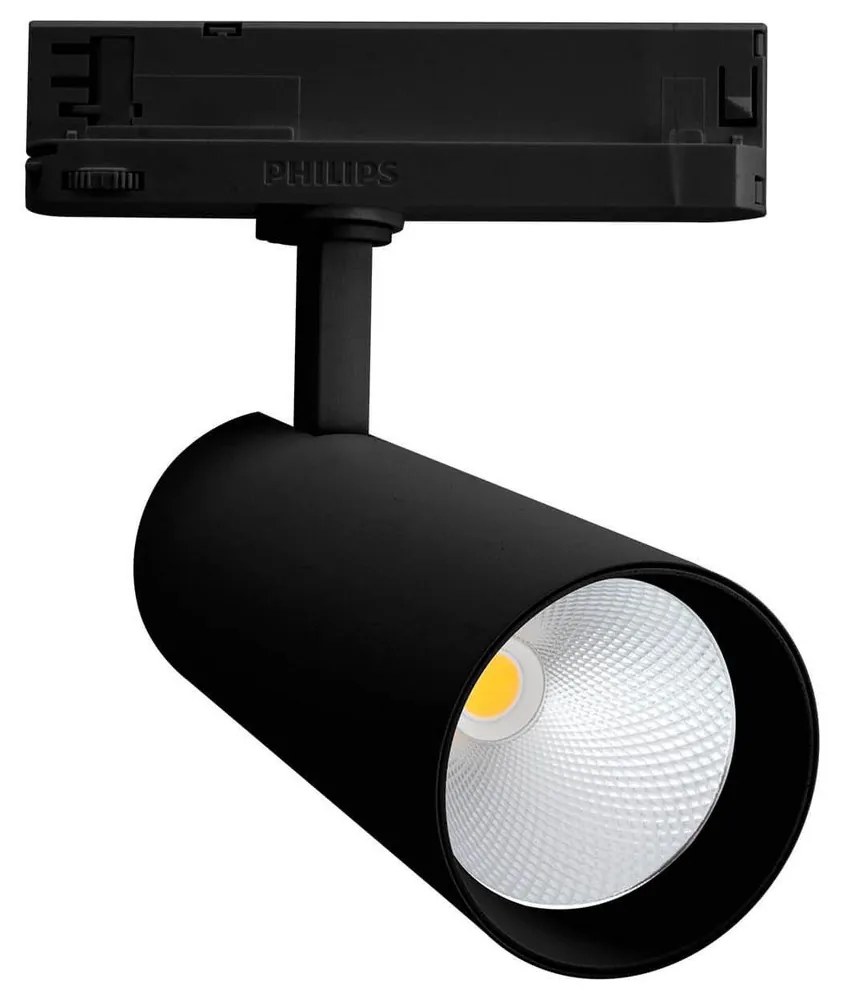Faro LED 34W per Binario Trifase 38°+60° Nero con driver Philips Colore Bianco Caldo 2.700K