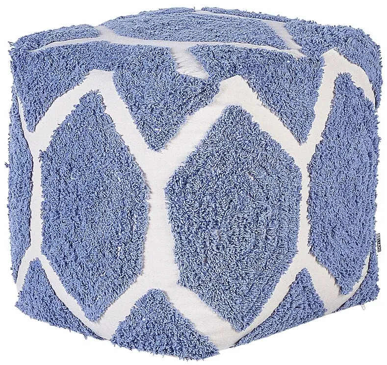 Pouf cotone blu e beige 50 x 35 cm CONRAD 