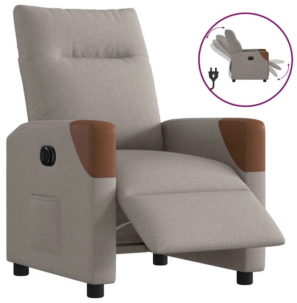 Poltrona Elettrica Reclinabile Tortora İn Tessuto /