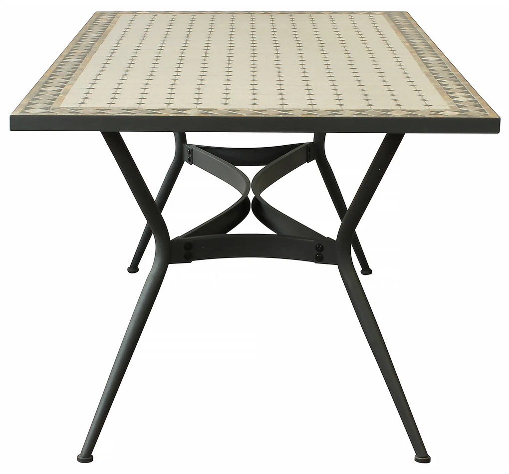 ANXO - tavolo con piano rettangolare e mosaico beige e antracite