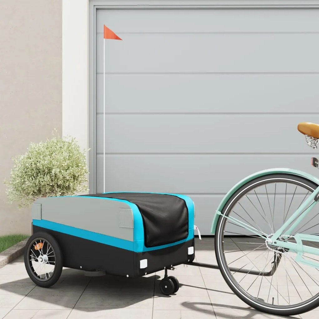 Rimorchio Da Bici Nero E Blu 45 Kg İn Ferro /