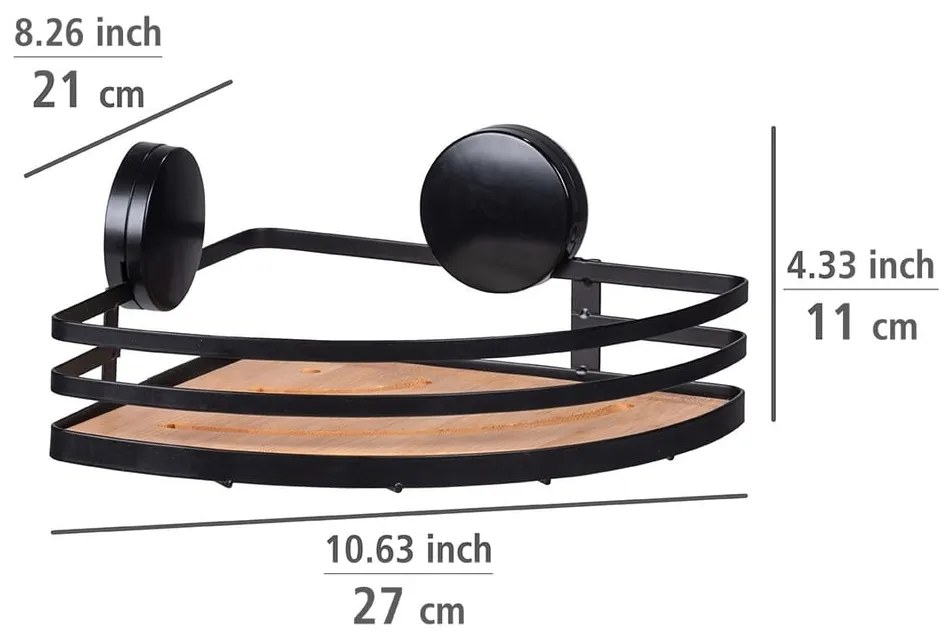 Mensola angolare nera per il bagno Alba - Wenko