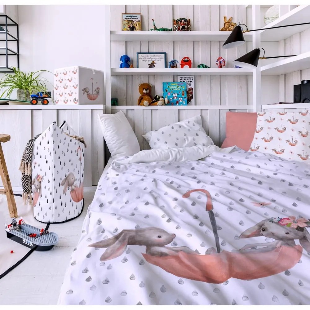 Biancheria da letto per bambini in cotone sateen Fox Bunnie, 140 x 200 cm Forest School - Butter Kings