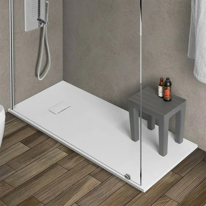 Piatto doccia in resina 80x180 cm Bianco effetto pietra Agorà