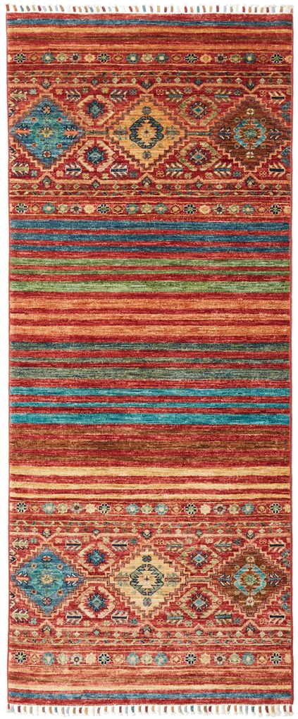 Samarkand Tappeto 80 x 200 Rosso (Pakistan) Annodato A Mano
