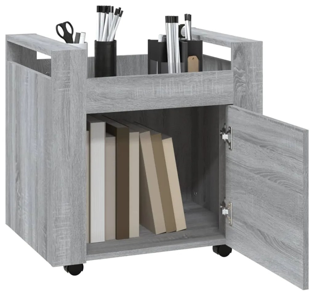 Carrello Scrivania Grigio Sonoma 60x45x60 cm Legno Multistrato