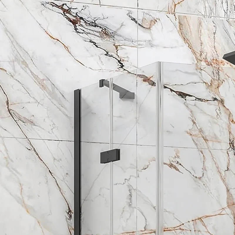 Kamalu - Box doccia 130x140 nero opaco doppio battente | KT1000N