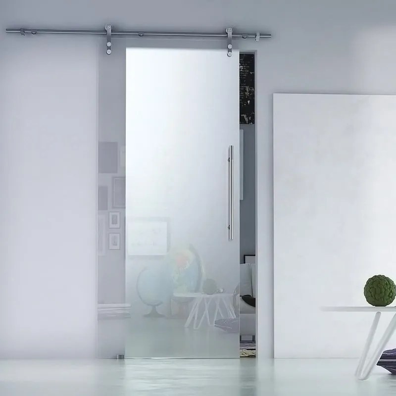 Porta scorrevole sinistra Neutra in alluminio trasparente, L 86 x H 215 cm, con binario Lux