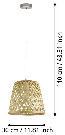 Eglo 55696 - Sospensione a cavo KIRKCOLM 1xE27/60W/230V beige