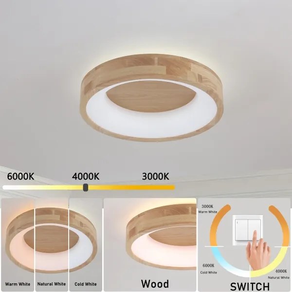 Brilagi-LED Plafoniera FALCON WOOD LED/30W/230V 3000/4000/6000K 45 cm legno