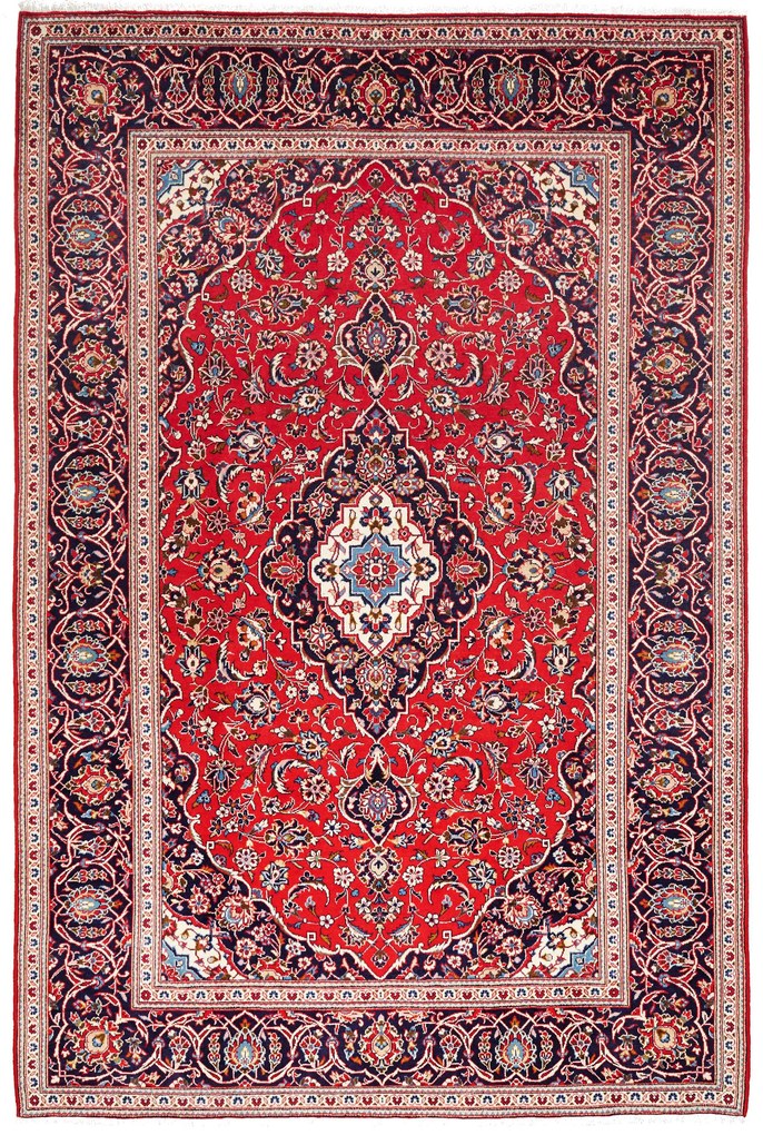 Kashan Tappeto 200 x 300 Rosso (Iran) Annodato A Mano