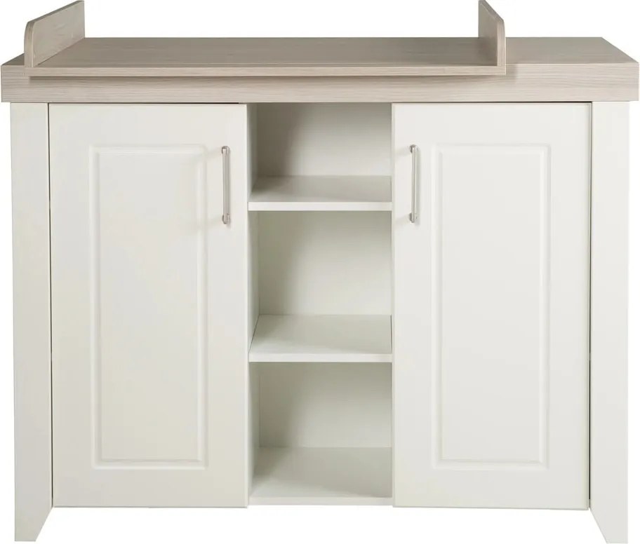 Cassettiera bassa per bambini bianca in olmo con fasciatoio 120x98 cm Felicia - Roba