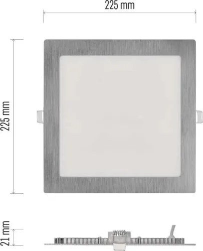 Plafoniera LED da incasso NEXXO LED/18W/230V 3000/3500/4000K argento 22,5x22,5 cm