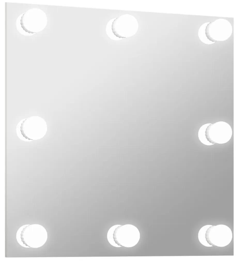 Specchio da Parete Quadrato con Luci LED in Vetro