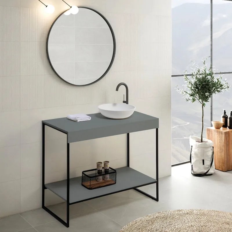 Mobile da bagno sotto lavabo Alec grigio L 120 x H 65 x P 48.5 cm, lavabo non incluso