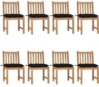 Sedie da Giardino con Cuscini 8 pz in Legno Massello di Teak 3073164