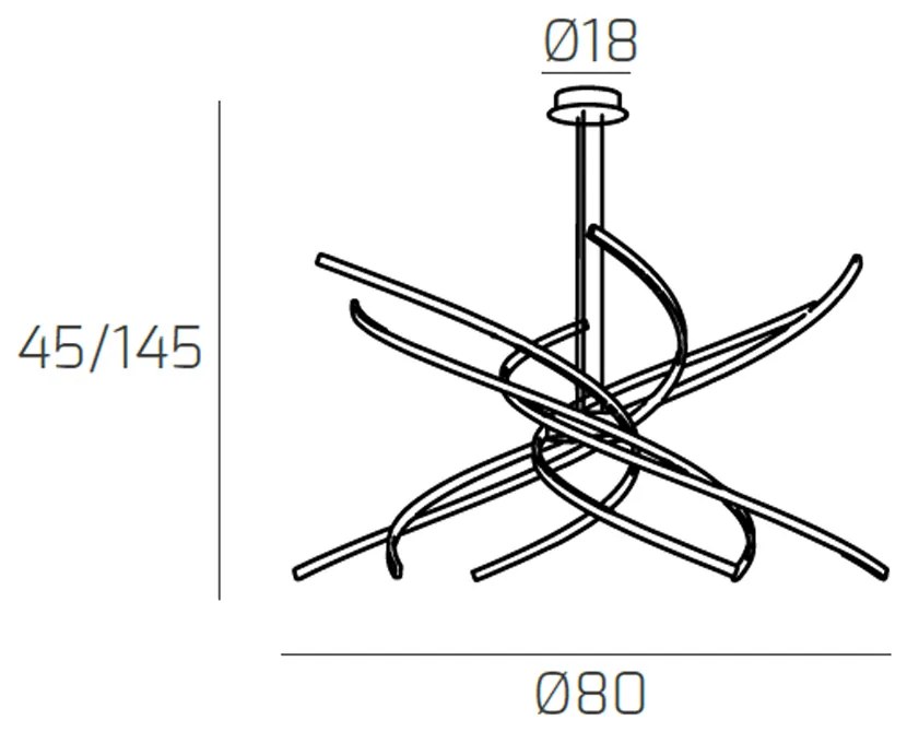 Sospensione Moderna Tornado Alluminio Bianco Led 69W D.80Cm Luce Calda