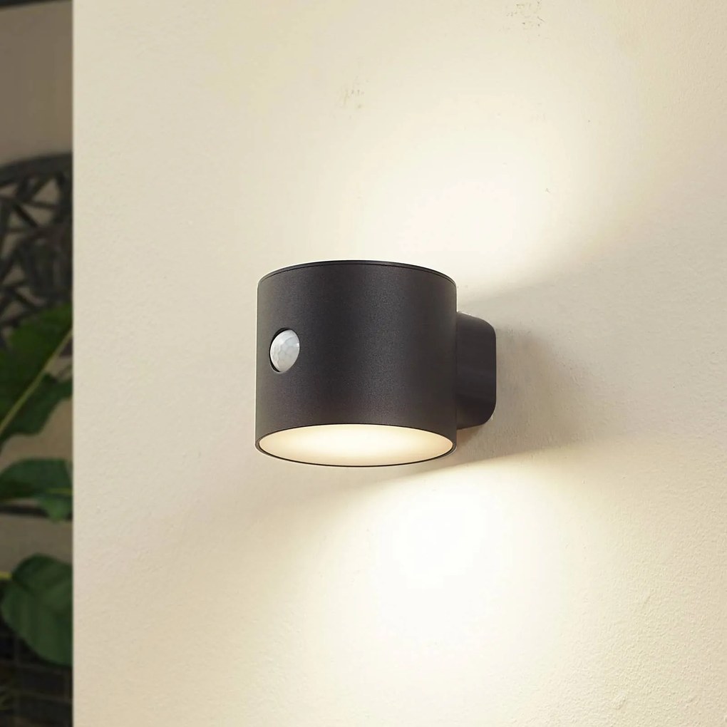 Lindby Applique a LED Amren, nero, ABS, sensore