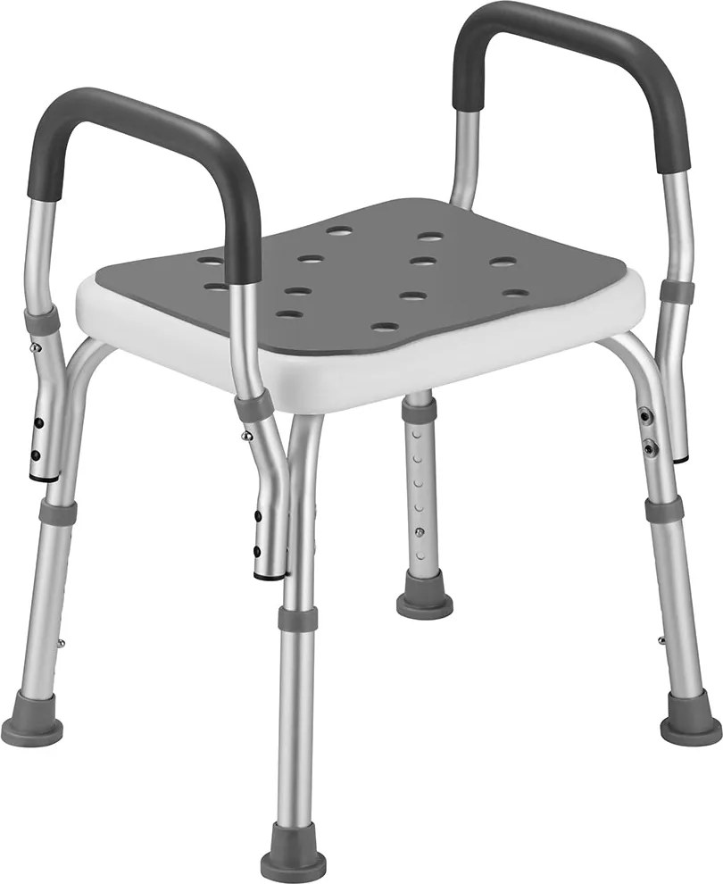 Sgabello da Doccia 6 Altezze Regolabili Sedia Bagno Antiscivolo Capacità 150 kg...