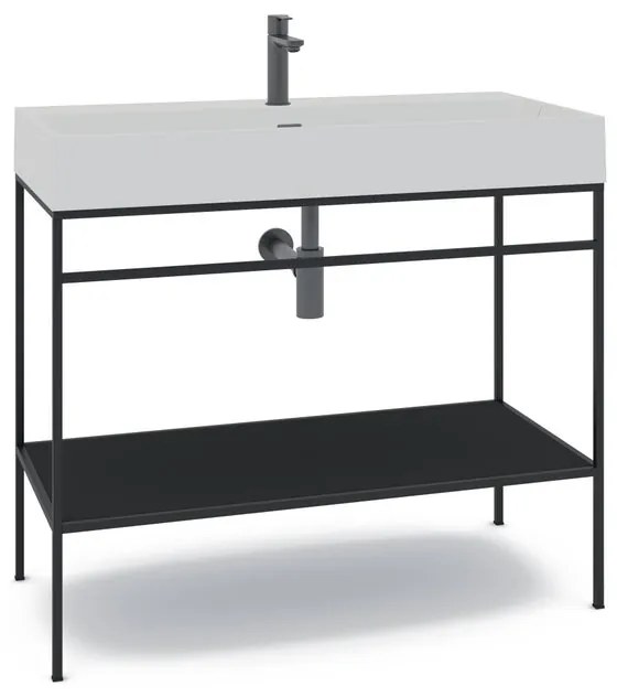 Mobile bagno con lavabo L 100 x H 89 x P 45.5 cm nero per vasca centrale Outline