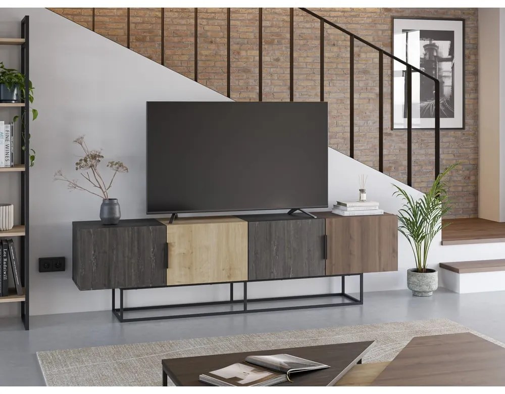 Tavolo TV in rovere colore naturale 200x55 cm Titan - Marckeric