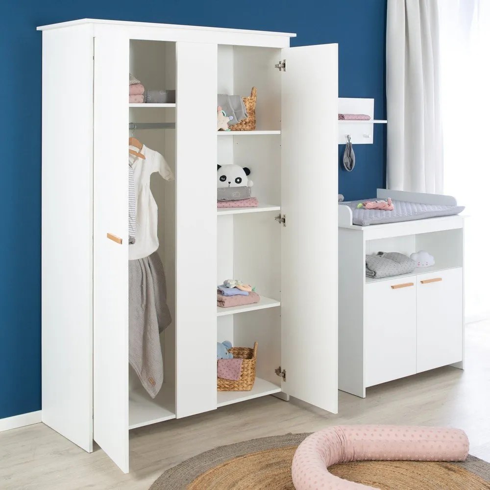 Armadio per bambini bianco 119x190x52 cm Anton – Roba