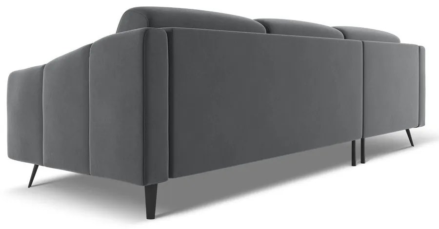 Divano angolare grigio (con penisola a sinistra) con rivestimento in velluto Nalu – Makamii