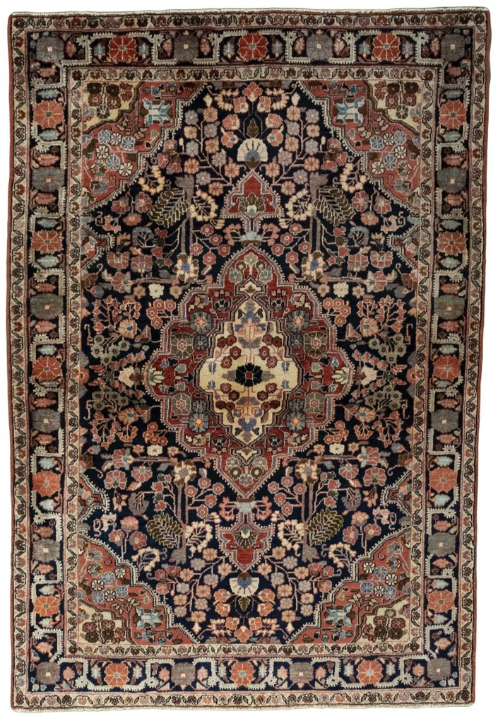 Jozan Tappeto 110x160 Blu (Iran) Annodato A Mano