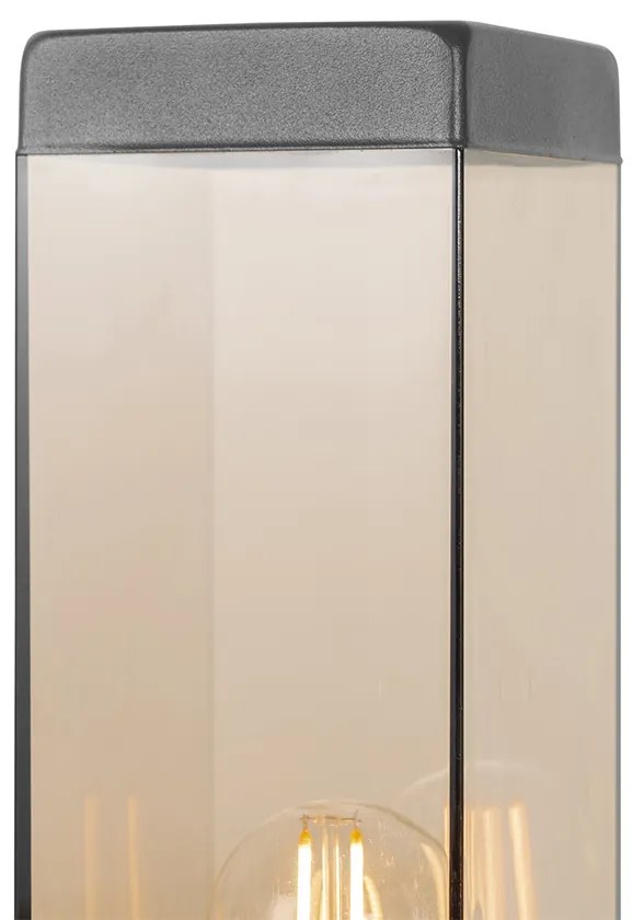 Lampione da esterno smart grigio scuro con vetro fumé 80 cm incl. WiFi P45 - Malios