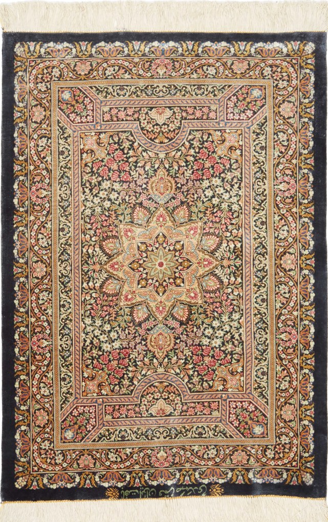 Ghom Tappeto 90x60 (Iran) Annodato A Mano