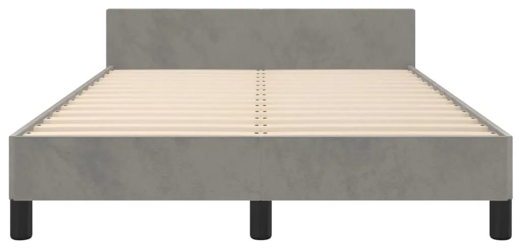 Giroletto con testiera grigio chiaro 120x200 cm in velluto