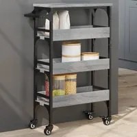 Carrello da Cucina Grigio Sonoma 53x20x76 cm Legno Multistrato 842354