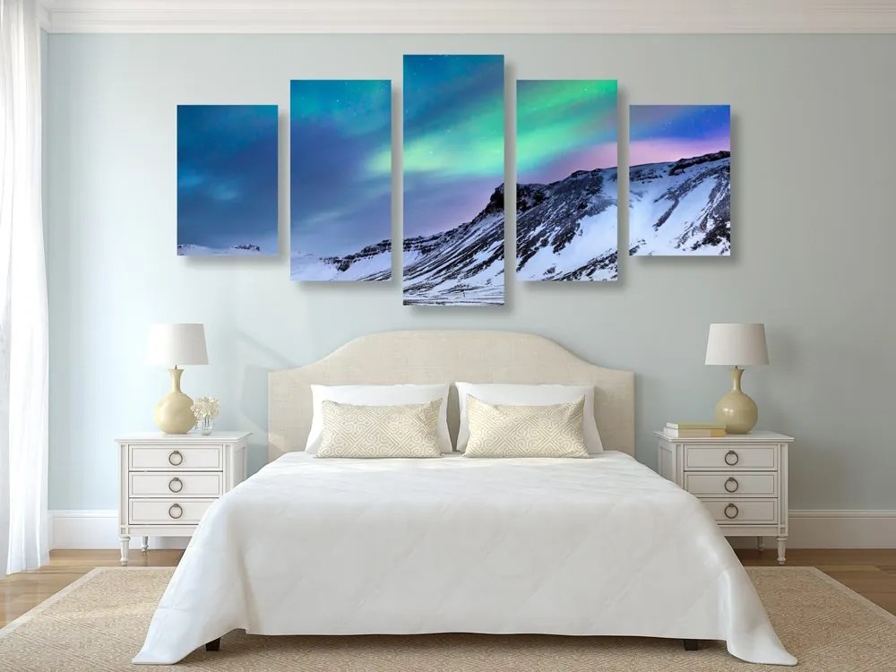 Quadri 5 pezzi – Aurora boreale norvegese