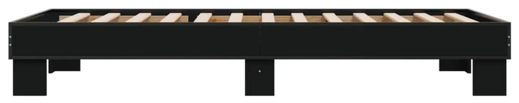 Giroletto nero 90x190 cm in legno multistrato e metallo