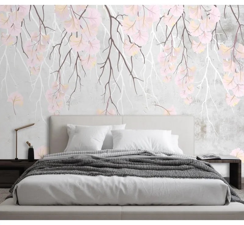 Carta Da Parati, Foglie cadenti Dimensioni 350x245, Finitura Carta da Parati Effetto spazzolato, Tipo di Carta da Parati Fliselina TNT