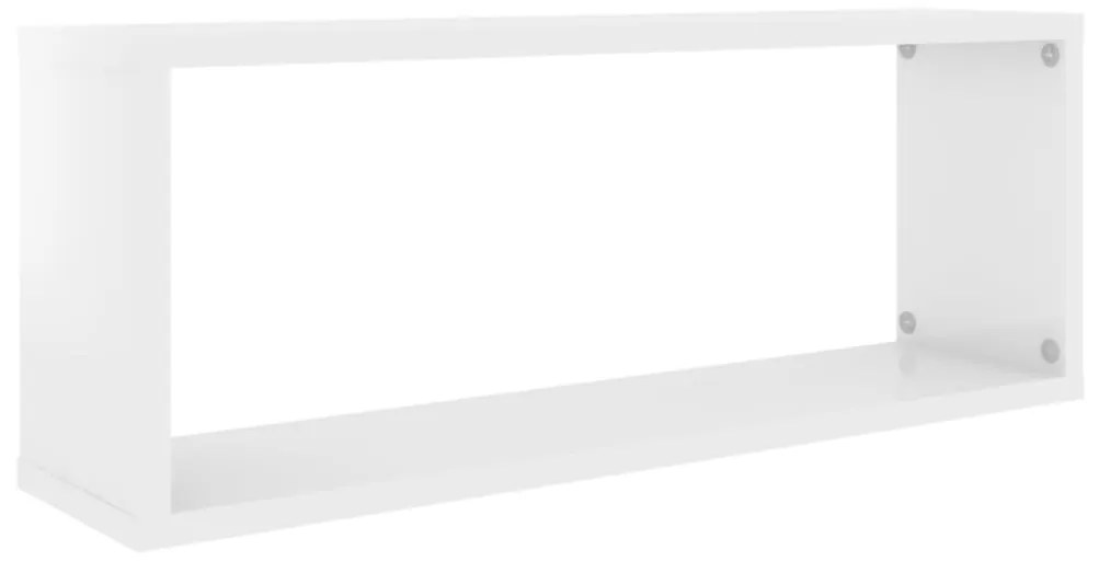 Mensole parete a cubo 2 pz bianco lucido 60x15x23 cm truciolato