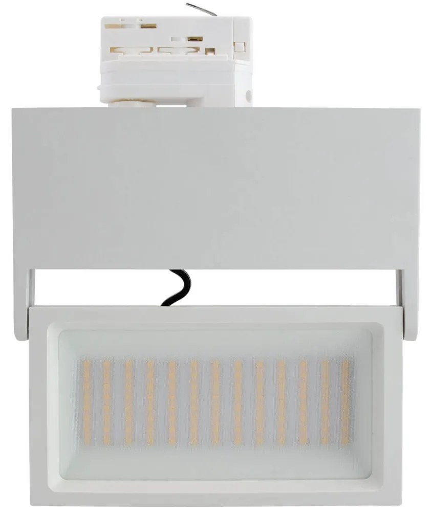 Faro LED 44W Rettangolare per Binario Trifase 100° Bianco con driver Philips No Flickering CRI92 Colore Bianco Caldo 3.000K