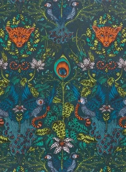 Exotische Vogeltapete Amazon von Clarke & Clarke - Navy