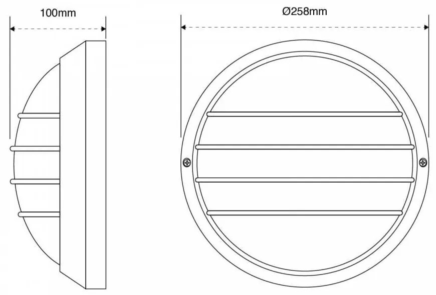 Plafoniera da Esterno E27 Grigia, IP54, Ø258mm con Griglia Colore Grigio