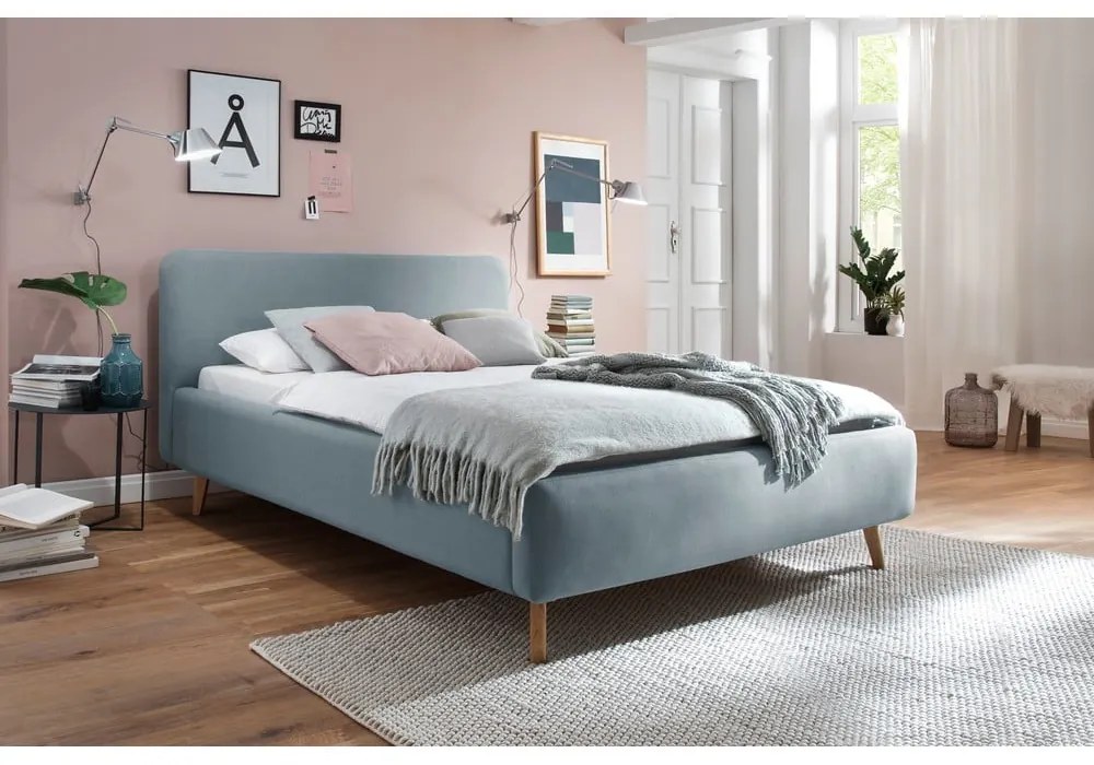 Letto matrimoniale imbottito blu polveroso rete non inclusa 160x200 cm Mattis – Meise Möbel