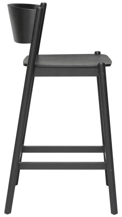 Sgabello da bar nero in legno di quercia altezza seduta 75 cm Oblique - Hübsch