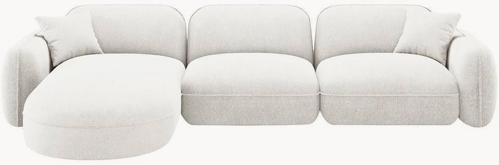 Divano componibile 4 posti in velluto Lucien, chaise longue a sinistra